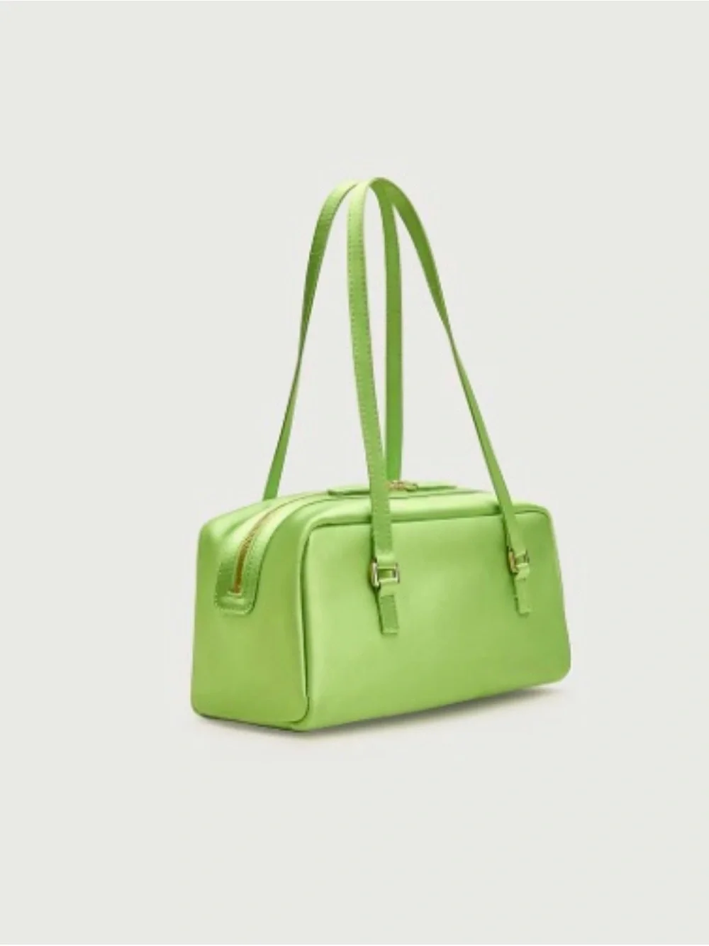 NWT! J. Crew Satin Rich Pear Green Delphine shoulder bag Gold Hardware #062